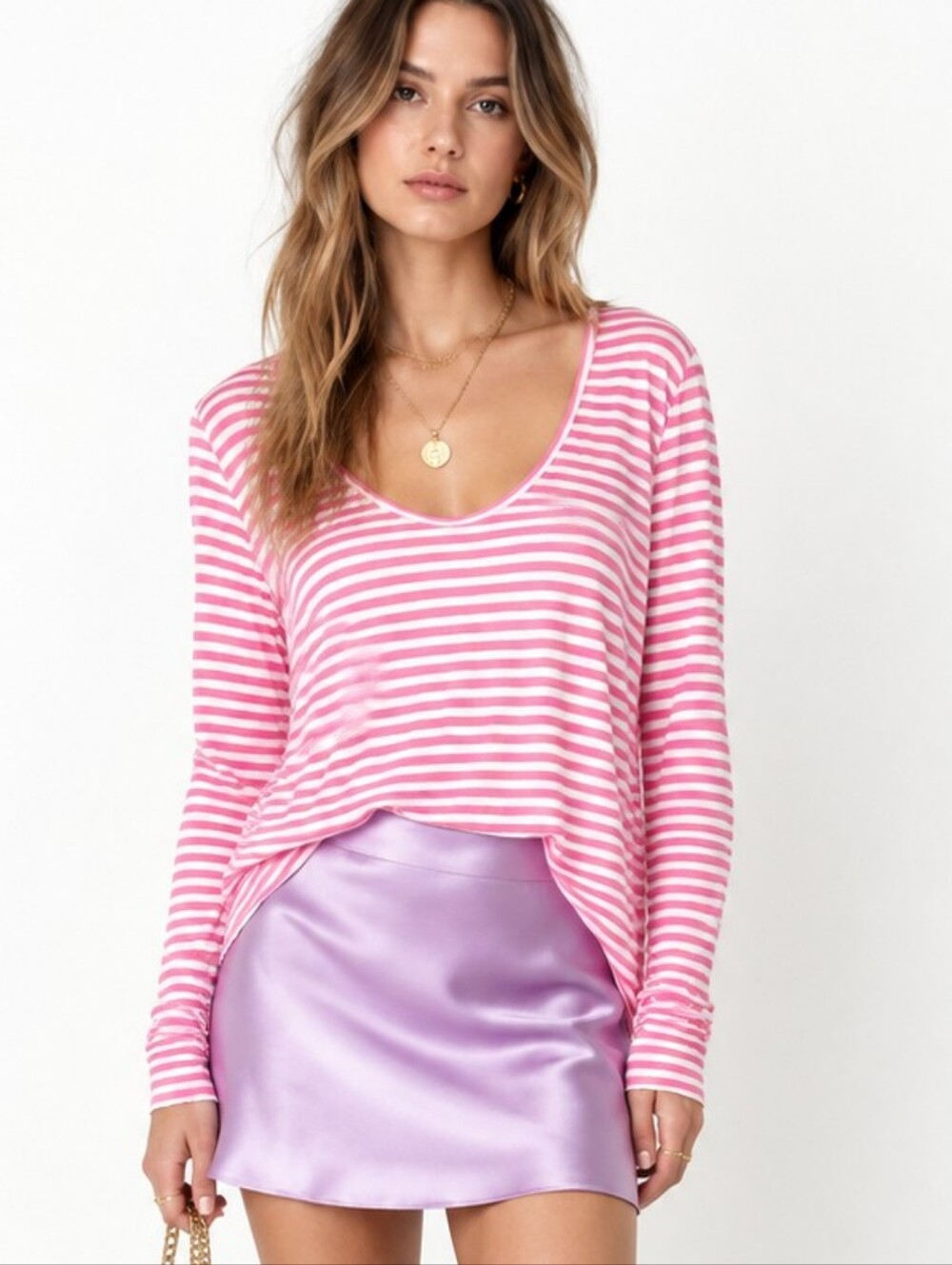Banana Republic Top Pink Stripe Tunic Long Sleeve